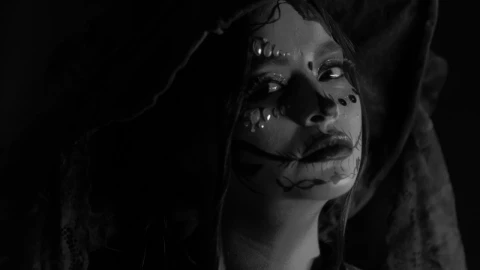 Stock Video Face Of A Woman Disguised As A Catrina Live Wallpaper For PC - Free Live Wallpaper