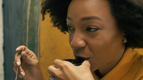 Stock Video Face Of A Girl Having Breakfast In A Cafe Live Wallpaper For PC - Free Live Wallpaper