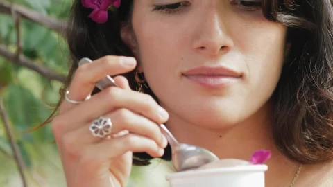 Stock Video Face Of A Girl Eating A Scoop Of Ice Cream Live Wallpaper For PC - Free Live Wallpaper
