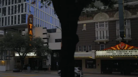 Stock Video Facade Of A Theater With A Sign And A Luminous Live Wallpaper For PC - Free Live Wallpaper
