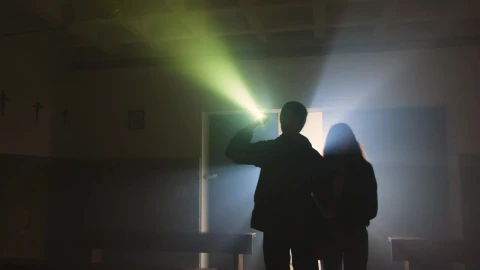 Stock Video Explorers Couple In An Abandoned Church Live Wallpaper For PC - Free Live Wallpaper