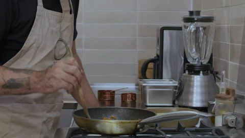 Stock Video Expert Cook Frying Something In A Pan Live Wallpaper For PC - Free Live Wallpaper