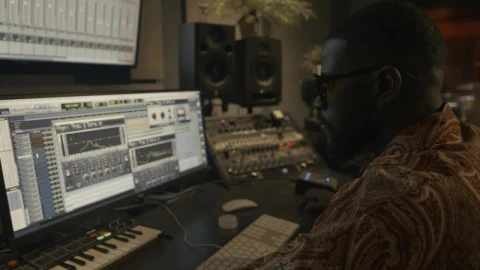 Stock Video Experienced Music Producer Working In A Studio Live Wallpaper For PC - Free Live Wallpaper