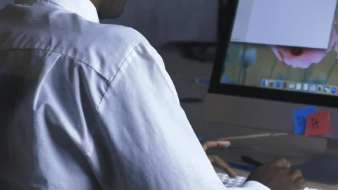 Stock Video Exhausted Man Working In An Office Overtime Live Wallpaper For PC - Free Live Wallpaper