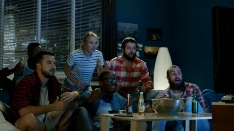 Stock Video Exciting Fans Cheering For Sports On The Tv Live Wallpaper For PC - Free Live Wallpaper
