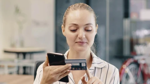 Stock Video Excited Girl Shopping Online With Her Cell Phone Live Wallpaper For PC - Free Live Wallpaper