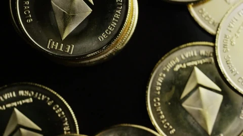 Stock Video Ethereum Golden Coins Rotating Live Wallpaper For PC - Free Live Wallpaper