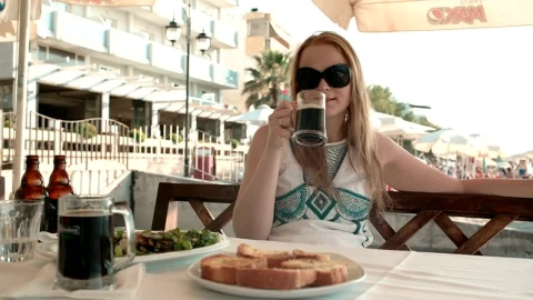 Stock Video Enjoying Lunch At A Seaside Cafe Live Wallpaper For PC - Free Live Wallpaper