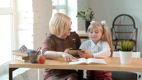 Stock Video English Education Teacher And Child Using Tablet Live Wallpaper For PC - Free Live Wallpaper