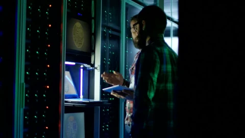 Stock Video Engineers Having A Conversation In Data Center Live Wallpaper For PC - Free Live Wallpaper