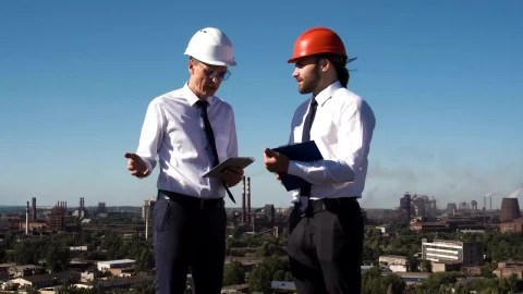Stock Video Engineers Discussing Project Outdoors Live Wallpaper For PC - Free Live Wallpaper