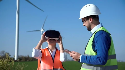 Stock Video Engineer Using Virtual Reality Headset Outdoors Live Wallpaper For PC - Free Live Wallpaper