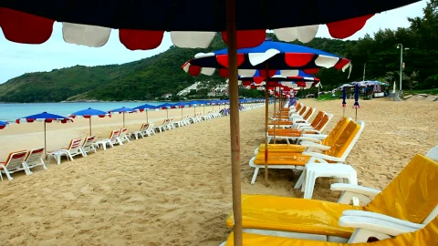 Stock Video Empty Yellow Beach Chairs Live Wallpaper For PC - Free Live Wallpaper