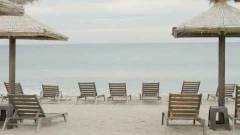 Stock Video Empty Tourist Beach On An Overcast Day Live Wallpaper For PC - Free Live Wallpaper