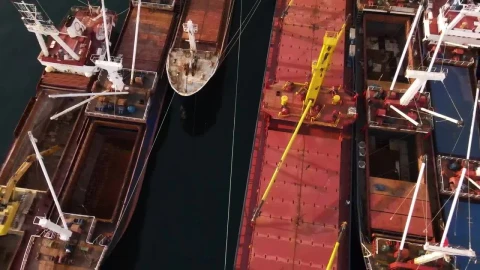 Stock Video Empty Cargo Ships Lined Up On A Coast From The Live Wallpaper For PC - Free Live Wallpaper