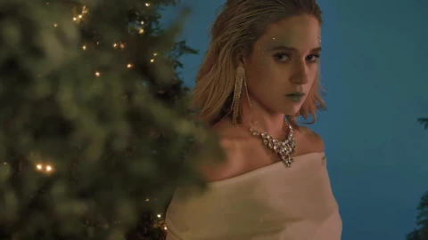 Stock Video Elegant And Captivating Girl Among Christmas Trees Live Wallpaper For PC - Free Live Wallpaper