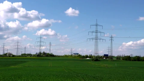 Stock Video Electric Towers Passing Through Agriculture Fields Live Wallpaper For PC - Free Live Wallpaper