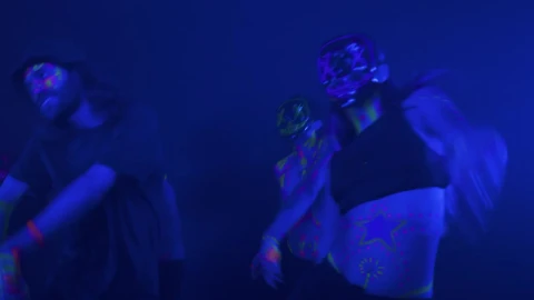 Stock Video Dynamic Choreography Of People With Mask In The Dark Live Wallpaper For PC - Free Live Wallpaper