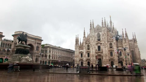Stock Video Duomo Di Milano In The Rain Time Lapse Live Wallpaper For PC - Free Live Wallpaper