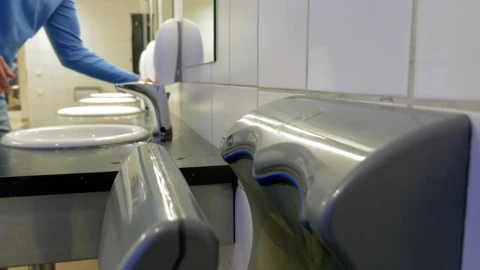 Stock Video Drying Hands In A Public Bathroom Live Wallpaper For PC - Free Live Wallpaper