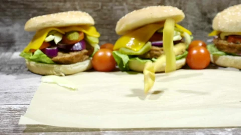 Stock Video Dropping Fries Next To Burgers Live Wallpaper For PC - Free Live Wallpaper