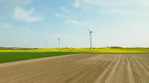 Stock Video Drone Flying Past Wind Turbines Live Wallpaper For PC - Free Live Wallpaper