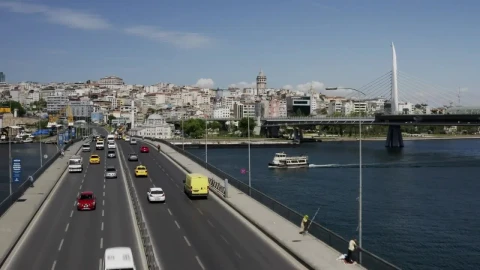 Stock Video Drone Flying Low Above The Golden Horn Bridge Live Wallpaper For PC - Free Live Wallpaper