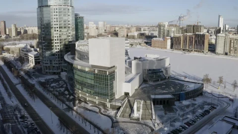 Stock Video Drone Flying High Above A Modern City Live Wallpaper For PC - Free Live Wallpaper