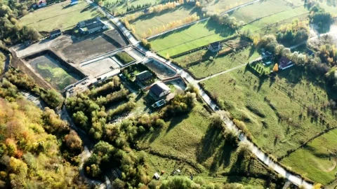 Stock Video Drone Flying Above Country Houses Live Wallpaper For PC - Free Live Wallpaper