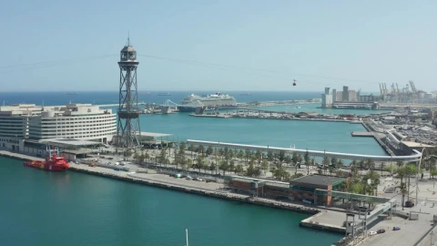 Stock Video Drone Flying Above A Port In Barcelona Live Wallpaper For PC - Free Live Wallpaper