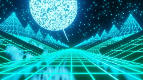 Stock Video Driving Through Futuristic Neon D Space Landscape Live Wallpaper For PC - Free Live Wallpaper
