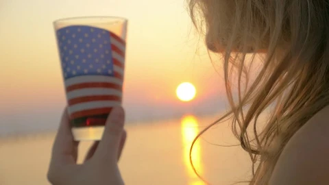 Stock Video Drinking From A Glass With The American Flag Live Wallpaper For PC - Free Live Wallpaper