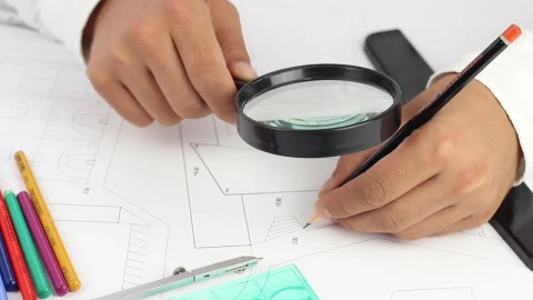 Stock Video Drawing With Pencil On Architectural Blueprint Live Wallpaper For PC - Free Live Wallpaper