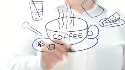 Stock Video Drawing Of Products Of A Coffee Shop In A Glass Live Wallpaper For PC - Free Live Wallpaper