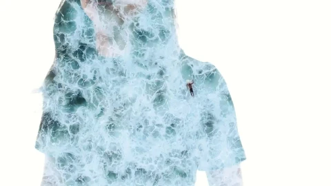 Stock Video Double Exposure Video Of A Woman And Surfers Live Wallpaper For PC - Free Live Wallpaper