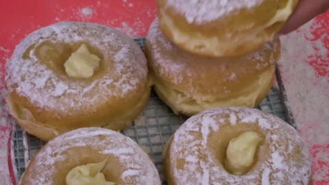 Stock Video Donuts With Icing Sugar Filled With Pastry Cream Live Wallpaper For PC - Free Live Wallpaper