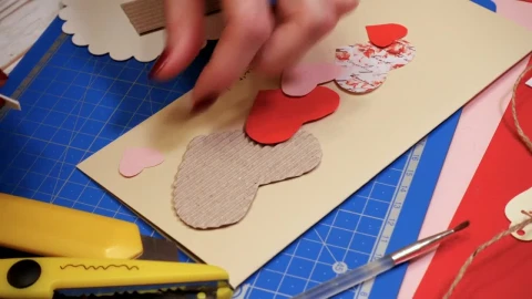 Stock Video Doing A Valentines Greeting Card With Paper Cuts Live Wallpaper For PC - Free Live Wallpaper