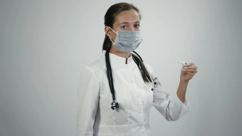 Stock Video Doctor In Medical Mask With Thermometer Live Wallpaper For PC - Free Live Wallpaper
