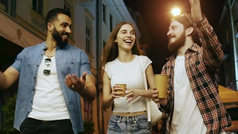 Stock Video Diverse Friends Enjoy Night Out On The Town Live Wallpaper For PC - Free Live Wallpaper