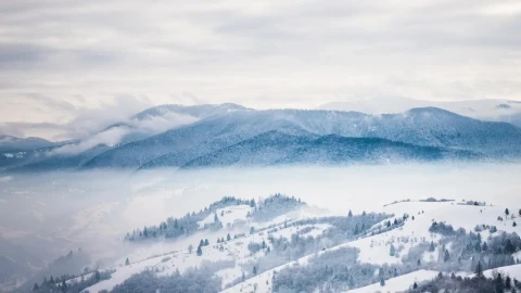 Stock Video Distant View Of Forests In Snowy Mountains Live Wallpaper For PC - Free Live Wallpaper