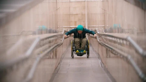 Stock Video Disabled Man Struggling To Go Up The Ramp Live Wallpaper For PC - Free Live Wallpaper