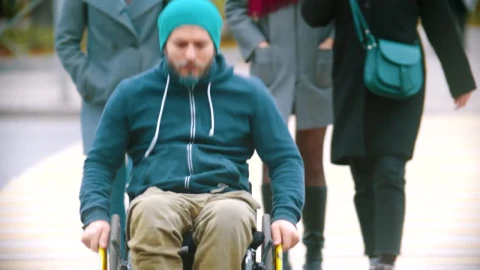 Stock Video Disabled Man In A Wheelchair On The Street Live Wallpaper For PC - Free Live Wallpaper