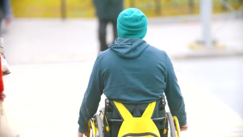 Stock Video Disabled Man In A Wheelchair Crossing The Road Live Wallpaper For PC - Free Live Wallpaper