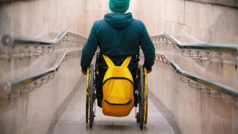 Stock Video Disabled Man In A Wheelchair Getting Down The Special Ramp Live Wallpaper For PC - Free Live Wallpaper