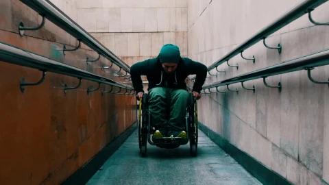 Stock Video Disabled Man Going Up A Ramp Live Wallpaper For PC - Free Live Wallpaper
