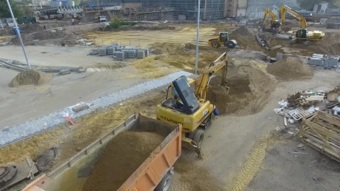 Stock Video Diggers Working In A Construction Site Live Wallpaper For PC - Free Live Wallpaper