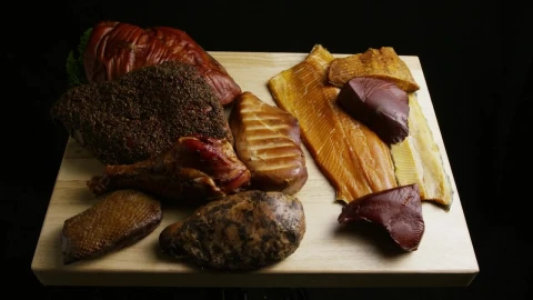 Stock Video Different Types Of Meat On A Table On Black Background Live Wallpaper For PC - Free Live Wallpaper