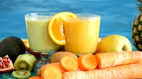 Stock Video Detox Diet Smoothies Surrounded By Fruits And Vegetables Live Wallpaper For PC - Free Live Wallpaper