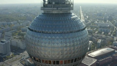 Stock Video Detailed Aerial Shot Of The Alexanderplatz Tower Live Wallpaper For PC - Free Live Wallpaper