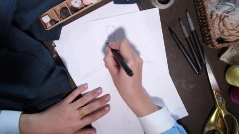 Stock Video Designer Drawing An Outfit Live Wallpaper For PC - Free Live Wallpaper